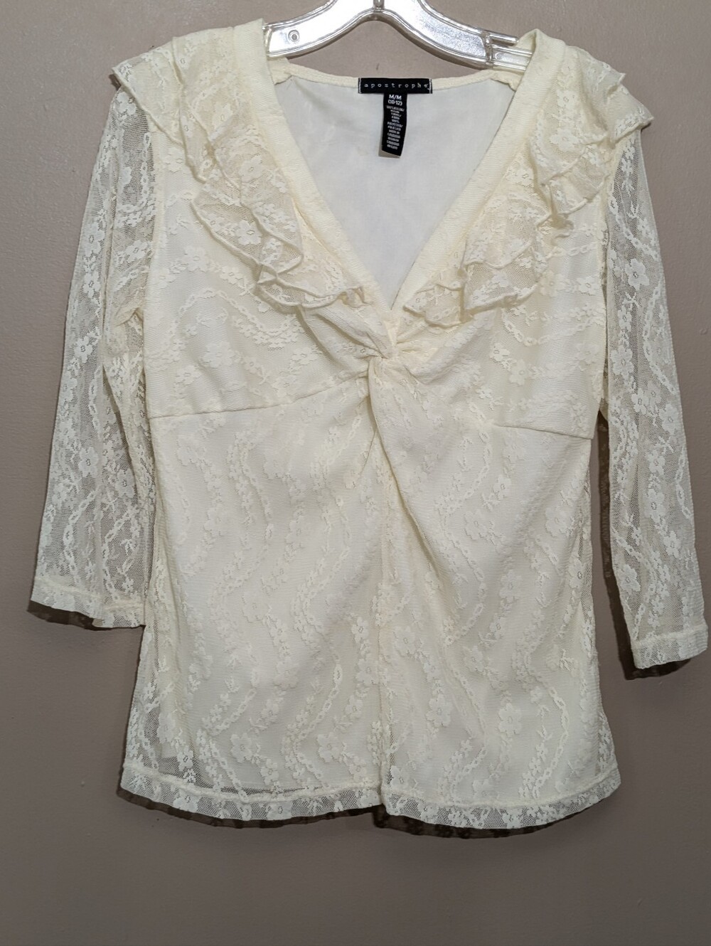 Y2K Sheer Lace Romantic Fairycore Cottagecore 3/4 Sleeve Top